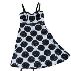 Donna Morgan black white polkadot summer sun dress women's size 8